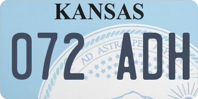KS license plate 072ADH