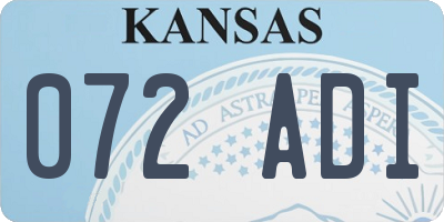 KS license plate 072ADI