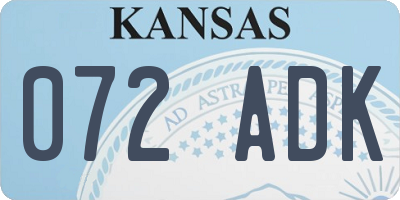 KS license plate 072ADK