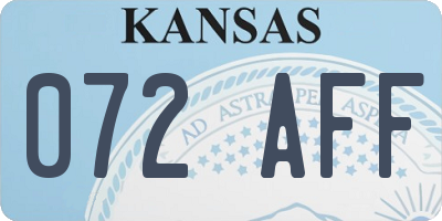 KS license plate 072AFF