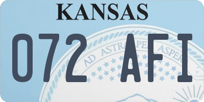 KS license plate 072AFI