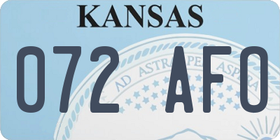 KS license plate 072AFO