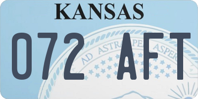 KS license plate 072AFT