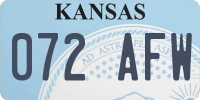 KS license plate 072AFW