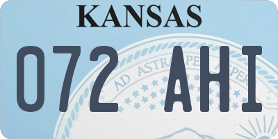 KS license plate 072AHI