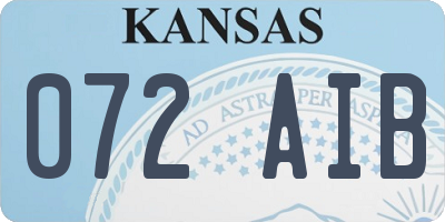KS license plate 072AIB