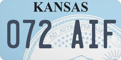 KS license plate 072AIF