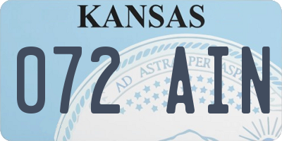 KS license plate 072AIN