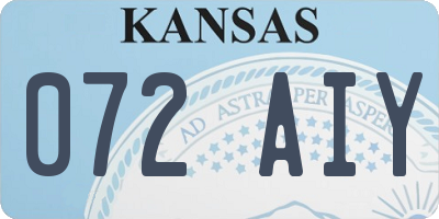 KS license plate 072AIY