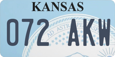 KS license plate 072AKW