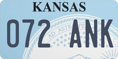 KS license plate 072ANK
