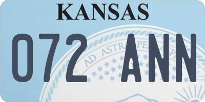 KS license plate 072ANN