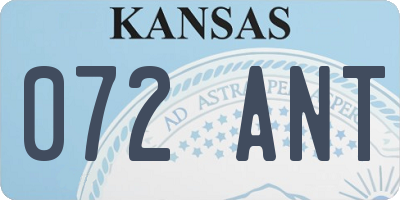 KS license plate 072ANT