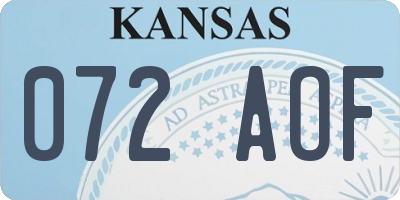 KS license plate 072AOF