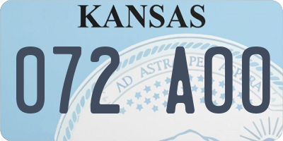 KS license plate 072AOO