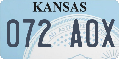 KS license plate 072AOX