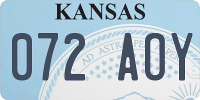KS license plate 072AOY