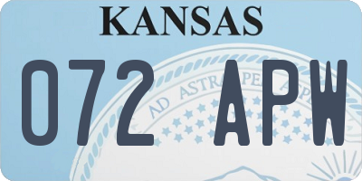 KS license plate 072APW