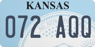 KS license plate 072AQQ