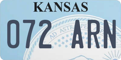 KS license plate 072ARN