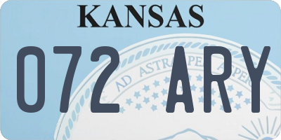 KS license plate 072ARY