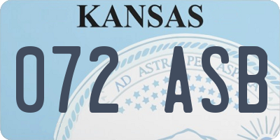 KS license plate 072ASB