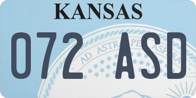 KS license plate 072ASD
