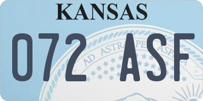 KS license plate 072ASF