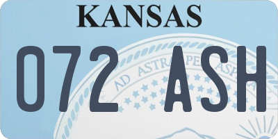 KS license plate 072ASH