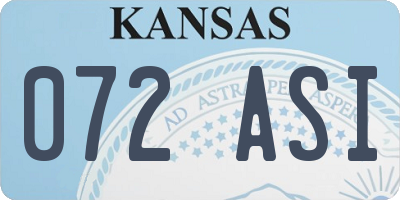 KS license plate 072ASI
