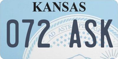 KS license plate 072ASK