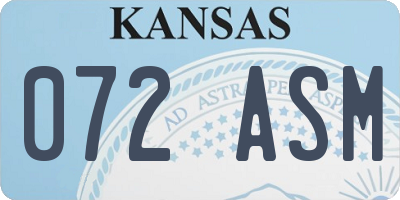 KS license plate 072ASM