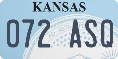 KS license plate 072ASQ