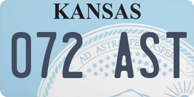 KS license plate 072AST