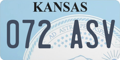 KS license plate 072ASV