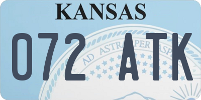 KS license plate 072ATK