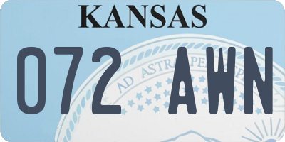 KS license plate 072AWN