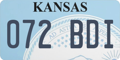 KS license plate 072BDI
