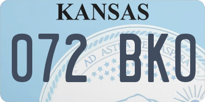 KS license plate 072BKO