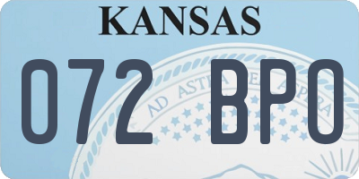 KS license plate 072BPO