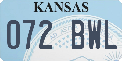 KS license plate 072BWL