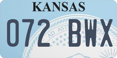KS license plate 072BWX
