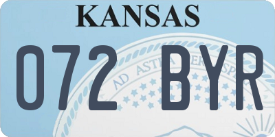 KS license plate 072BYR