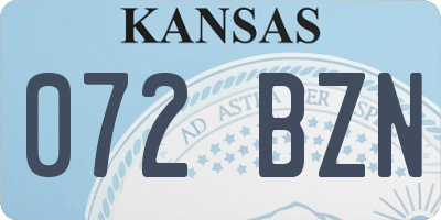 KS license plate 072BZN