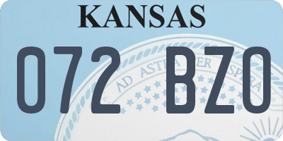 KS license plate 072BZO