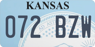 KS license plate 072BZW