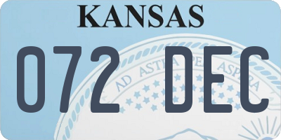 KS license plate 072DEC
