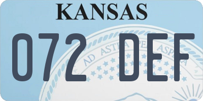 KS license plate 072DEF