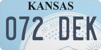 KS license plate 072DEK