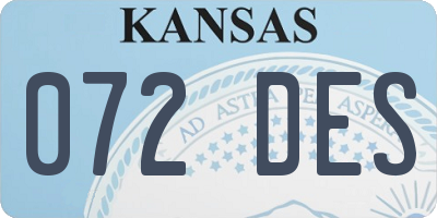 KS license plate 072DES